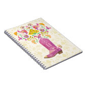 Carnet Botte Cowboy à fleurs rétro, bloc-notes (Côté Droit)