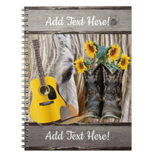 Carnet Botte de Cheval Cowboy Tournesols Guitare Cowboy C