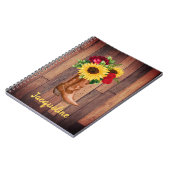 Carnet Botte de fille en bois rustique tournesol Roses pe (Côté gauche)