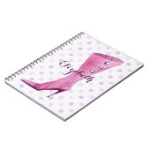 Carnet Botte de talon violet stiletto personnalisée (Côté gauche)