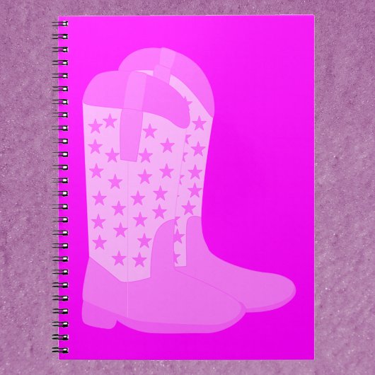 Carnet Bottes Cowboy avec étoiles rose