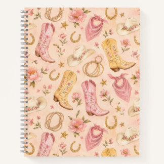 Carnet Bottes de cowgirl de Nashville roses aquarelle