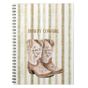 Carnet Bottes de cowgirl florales rose blush marron clair