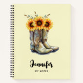 Carnet Bottes rustiques Cowboy avec tournesol (Devant)