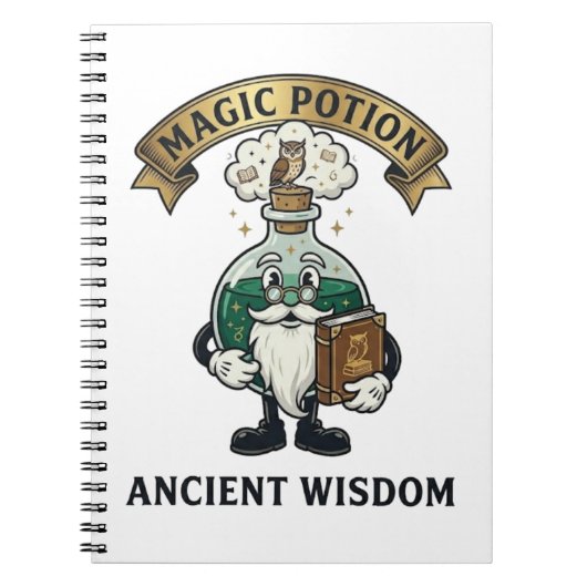 Carnet Botto Ancient Wisdom Wizard Magic Potion Owl Retro (Devant)
