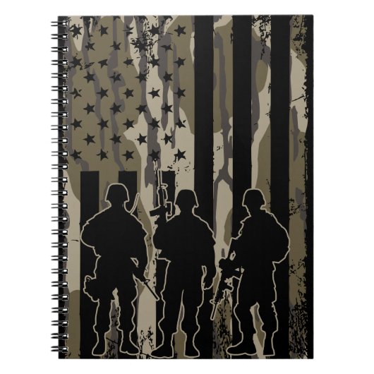 Carnet Bottomland Camo drapeau américain et soldats (Devant)