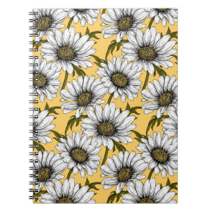 Carnet Bouches blanches, fleurs sauvages sur jaune