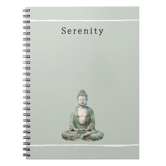 Carnet Bouddha de méditation personnalisé vert olive (Devant)