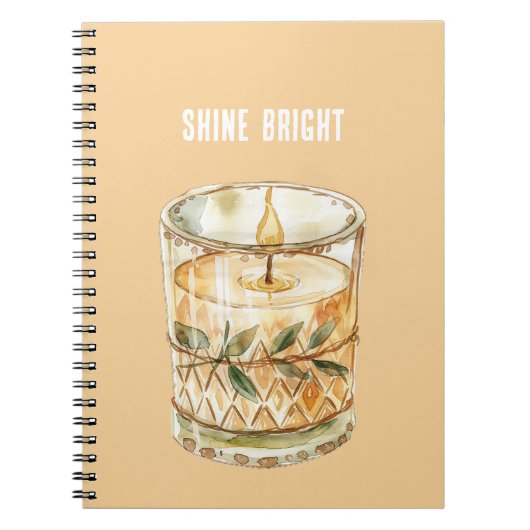Carnet Bougie Boho Feuilles Vertes Brille Clair (Devant)