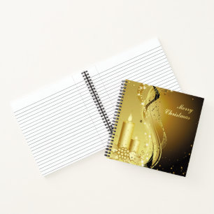 Carnet Bougie Christmas Holly sur Arrière - plan pétillan