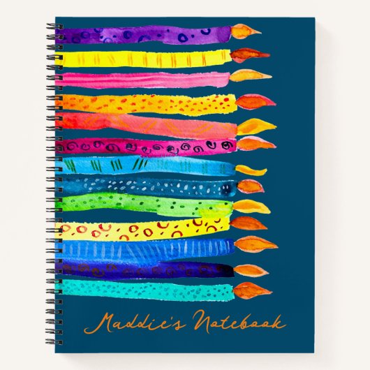 Carnet Bougies d'anniversaire aquarelle colorées (Devant)