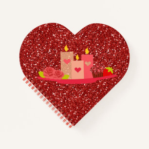 Carnet Bougies de la Saint-Valentin Pot-pourri Rouge Faux