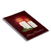 Carnet Bougies de Noël blanches sur fond rouge avec texte (Côté Droit)