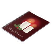 Carnet Bougies de Noël blanches sur fond rouge avec texte (Côté gauche)