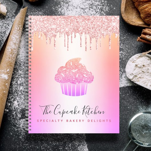 Carnet Boulangerie Cupcake Rose Parties scintillant Rainb