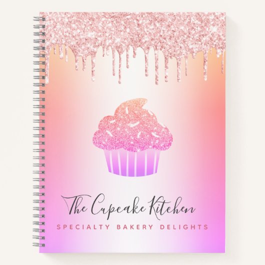 Carnet Boulangerie Cupcake Rose Parties scintillant Rainb (Devant)