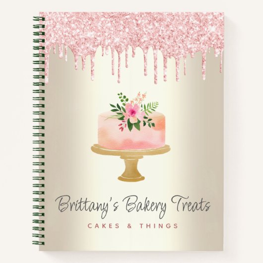 Carnet Boulangerie Gâteau Blush Parties scintillant Rose  (Devant)