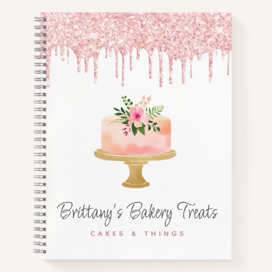 Carnet Boulangerie Gâteau Blush Parties scintillant Rose (Devant)
