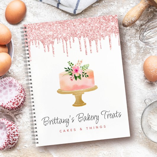 Carnet Boulangerie Gâteau Blush Parties scintillant Rose 