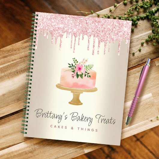 Carnet Boulangerie Gâteau Blush Parties scintillant Rose 