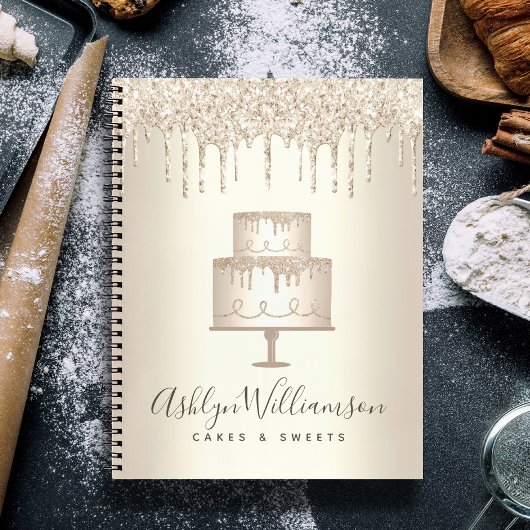 Carnet Boulangerie Gold Cake Dessert Parties scintillant 