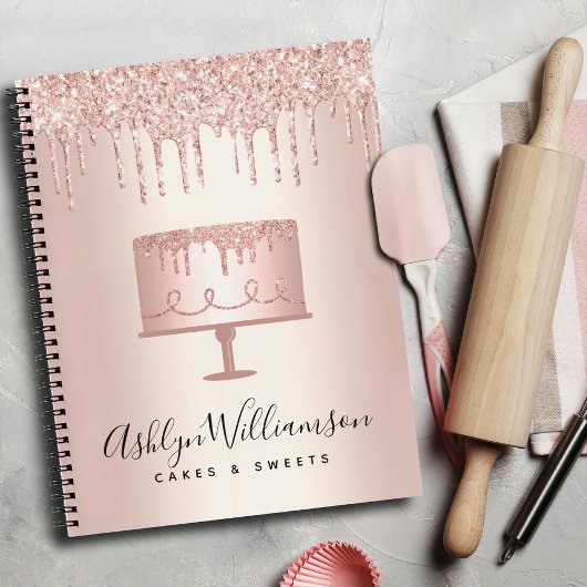 Carnet Boulangerie Rose Parties scintillant or Drives Pât