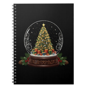 Carnet Boule à neige élégante avec sapin de Noël vintage