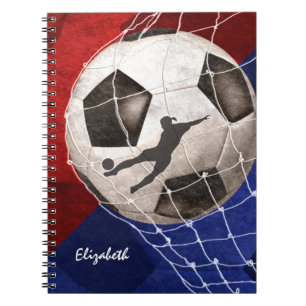 Carnet Boule de soccer denting the net red blue fille de