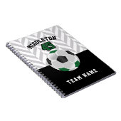 Carnet Boule de soccer noire, blanche et verte foncée Per (Côté Droit)