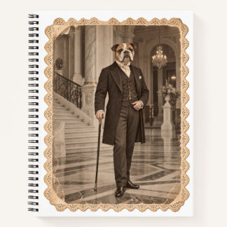 Carnet Bouledogue anglais Gentleman Vintage Sépia