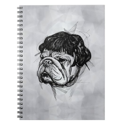 Carnet Bouledogue avec une perruque (Style 7) Beaux-Arts (Devant)