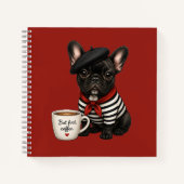 Carnet Bouledogue français avec café (Devant)