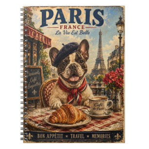 Carnet Bouledogue français dans un café parisien – Art de