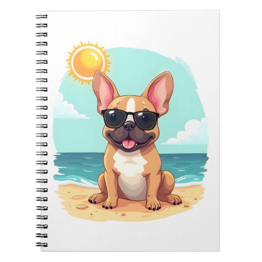 Carnet Bouledogue français en vacances (Devant)