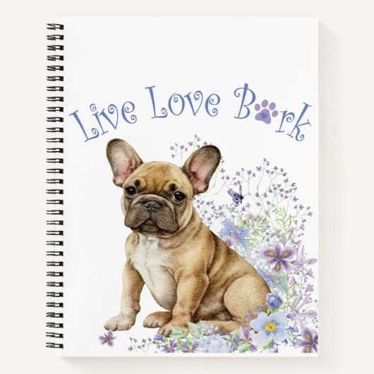 Carnet Bouledogue français floral (Devant)
