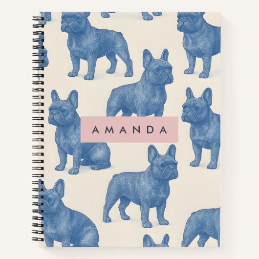 Carnet Bouledogue Français Mignon Personnalisé (Devant)