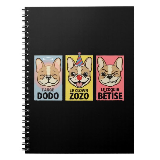 Carnet Bouledogue Français Trois Humeurs (Devant)