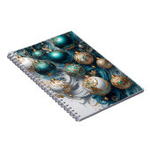 Carnet Boules de Noël bleu or, ornement de luxe (Côté Droit)