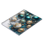 Carnet Boules de Noël bleu or, ornement de luxe (Côté gauche)