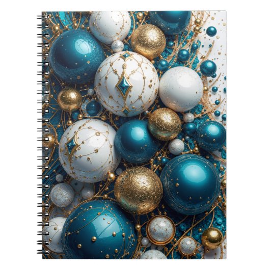 Carnet Boules de Noël Bleu Or Premium (Devant)