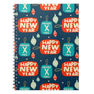 Carnet Boules de Noël et ornements motif vintage retour