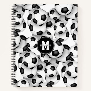 Carnet boules de soccer garçons motifs filles monogramme