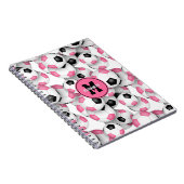 Carnet boules de soccer rose rose mignonne monogrammée (Côté Droit)
