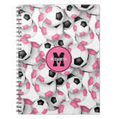 Carnet boules de soccer rose rose mignonne monogrammée (Devant)