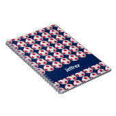 Carnet Boules de soccer rouge, blanc et bleu, nom, spiral (Côté Droit)