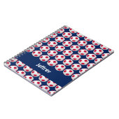 Carnet Boules de soccer rouge, blanc et bleu, nom, spiral (Côté gauche)