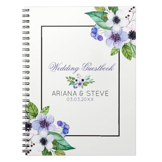 Carnet Bouquet blanc et violet (Devant)