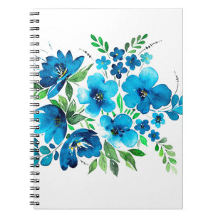 Carnet Bouquet d'aquarelle dans les couleurs bleu clair,