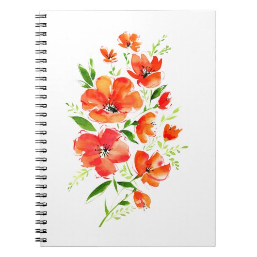 Carnet Bouquet d'aquarelle de fleurs de pavot (Devant)