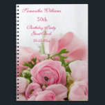 Carnet Bouquet de 30ème anniversaire de roses roses<br><div class="desc">Élégant personnalisé/a personnalisé le 30ème livre d'invité de célébration de fête d'anniversaire de coutume pour des femmes et des filles. Sur l'avant des ces le livre d'invité féminin fascinant de fête d'anniversaire est une belle image d'un bouquet des roses roses ouverts et fermés avec de la verdure, lié avec un...</div>